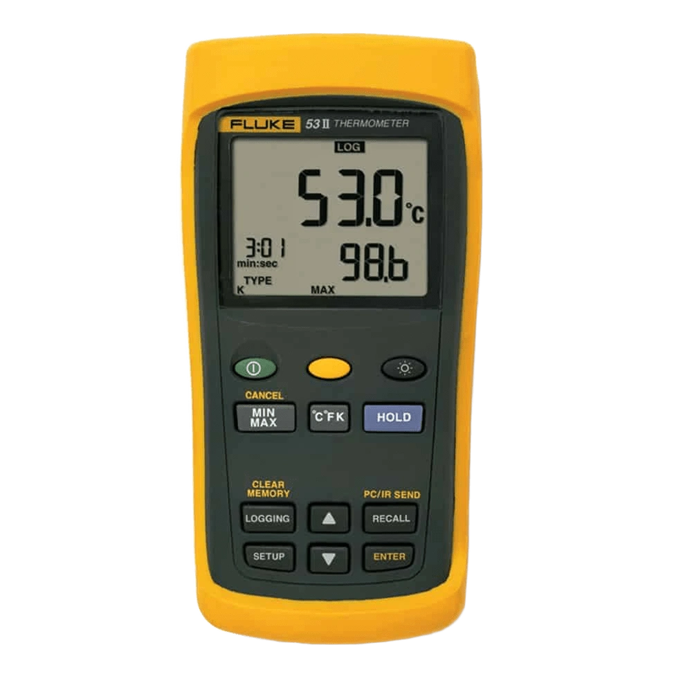 Fluke 53 II ดิจิตอลเทอร์โมมิเตอร์แบบสัมผัส ขนาดมือถือ (Single Input)